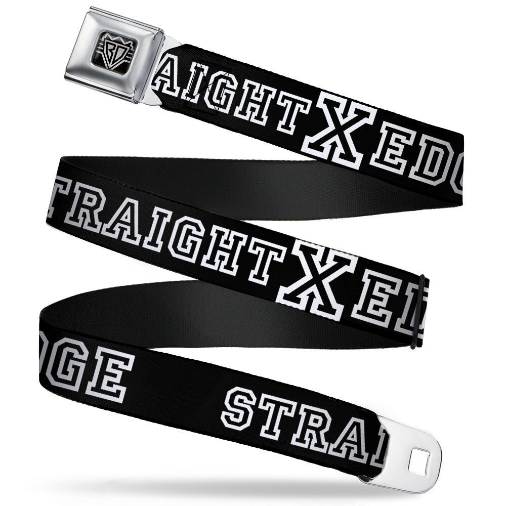 1487 Unisex-Adult's Seatbelt Belt Straight Edge Quote Regular Black/White